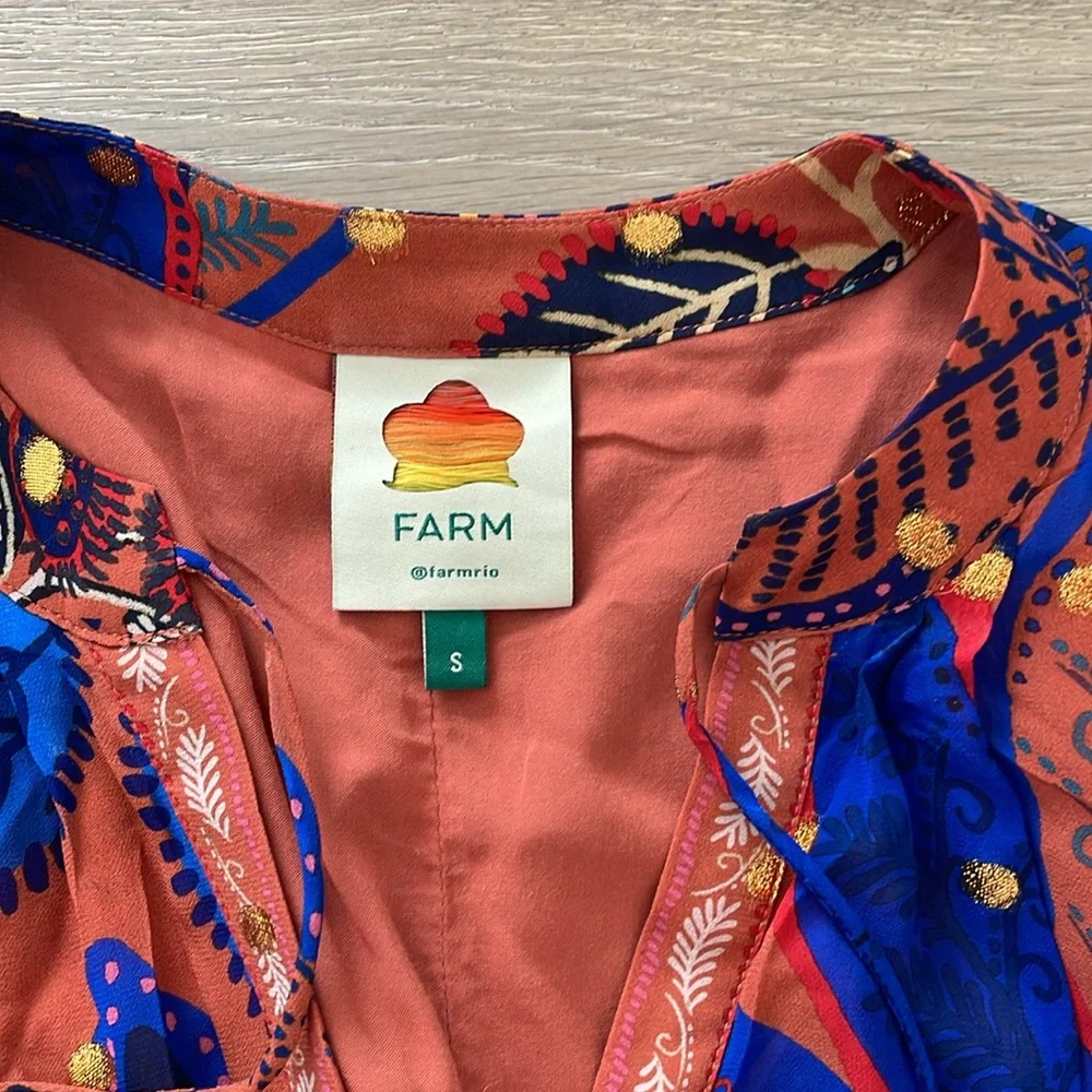 FARM Rio Vibrant Orange and Blue Maxi Dress - Picture 2 of 2